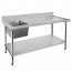 FED Economic 304 Grade SS Left Single Sink Bench 1200x600x900 with 400x400x250 sink 1200-6-SSBL