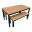 Newport Beer Garden Outdoor Table and Bench Seat Set Wood Top Black Frame