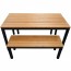 Newport Beer Garden Outdoor Table and Bench Seat Set Wood Top Black Frame