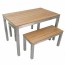 Newport Beer Garden Outdoor Table and Bench Seat Set Wood Top Silver Frame