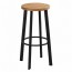 Newport Round Outdoor Bar Stool Wood Top Black Frame 75cm