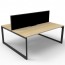 Oak 2 Person Double Sided Workstation with Screens Black Loop Legs