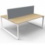 Oak 2 Person Double Sided Workstation with Screens White Loop Legs
