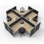 SHUSH30 4 Person Corner X Screen Hung Workstation With Black Screen AS30SHCX4P1515 NO-12S-BF/WF-1515