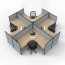 SHUSH30 4 Person Corner X Screen Hung Workstation With Grey Screen AS30SHCX4P1515 NO-12S-GF/BF-1515