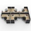 SHUSH30 6 Person Corner F Screen Hung Workstation With Black Screen AS30SHCF6P1515 NO-12S-BF/WF-1515