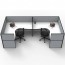 SHUSH30 2 Person Corner U Screen Hung Workstation With Grey Screen AS30SHCU2P1515 NW-12S-GF/bF-1515
