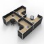 SHUSH30 4 Person Corner H Screen Hung Workstation With Black Screen AS30SHCH4P1515 NO-12S-BF/WF-1515