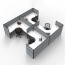 SHUSH30 4 Person Corner H Screen Hung Workstation With Grey Screen AS30SHCH4P1515 NW-12S-GF/BF-1515