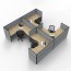 SHUSH30 4 Person Corner H Screen Hung Workstation With Grey Screen AS30SHCH4P1515 NO-12S-GF/BF-1515