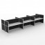 SHUSH30 6 Person Double Sided Screen Hung Workstation With Black Screen AS30SHD6P1275 NW-12S-BF/WF-1200