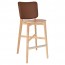 Silvia Natural Frame Bar Stool with Upholstered Back Rest 77cm