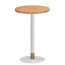 Olea White Brass Round Timber Bar Table