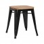 Tolix Low Stool Wooden Seat