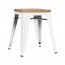 Tolix Low Stool Wooden Seat