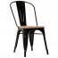 Tolix Industrial Chair with Wooden Seat