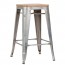 Tolix Counter Stools with Wooden Seats