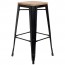 Tolix Bar Stool with Wooden Seat