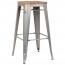 Tolix Bar Stool with Wooden Seat