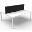 White 2 Person Double Sided Workstation with Screens White Legs