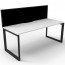 White Office Desk Workstation with Screen Black Loop Legs