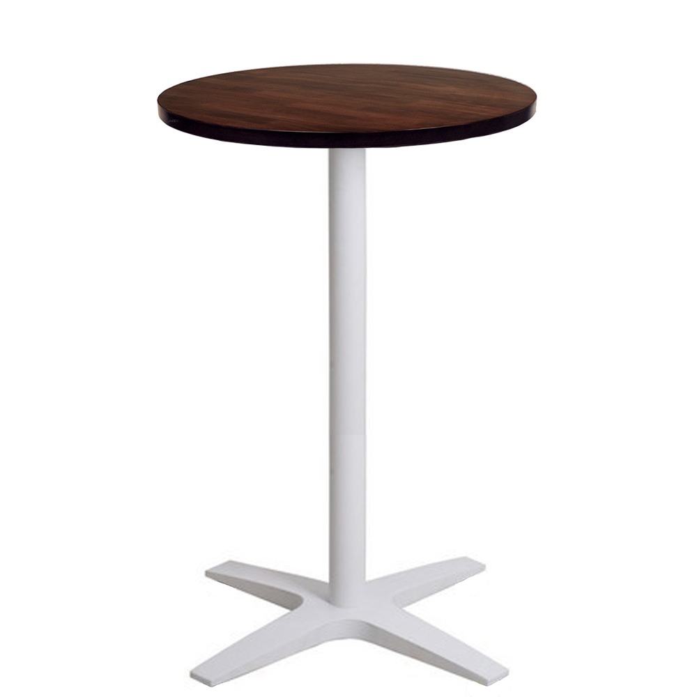 Nordic Round Bar Table Solid Wood Top White Base Apex