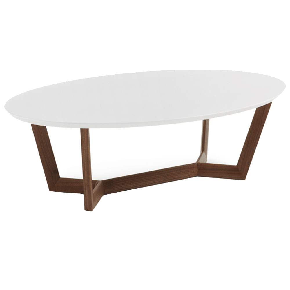Olesine Coffee Table White Top Walnut Timber Legs Apex